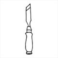 Vector drawing in doodle style. bit, chisel. construction tool, hand work